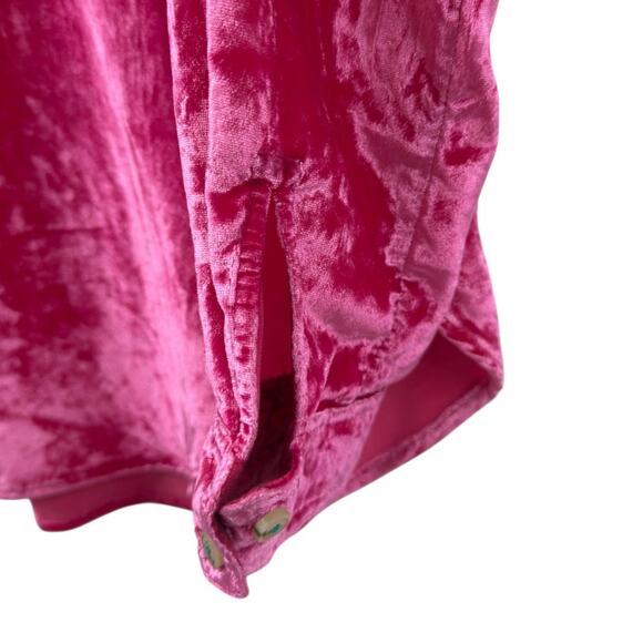 Anthropologie Pilcro Velvet Button Down Shirt in Hot Pink Size 12 - Picture 4 of 7